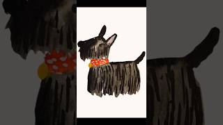 Black Terrier Dog HIMI Gouache shortsart shorts cardmaking art painting gouache [upl. by Gitt]