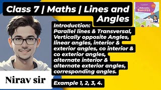 Day 98  Class 7  MathsLines and AnglesParallel lines and Transversalexamplesolution Nirav sir [upl. by O'Neill]