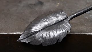 Blacksmithing  Forging a larger decorative leaf [upl. by Erotavlas50]