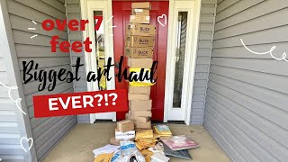 Biggest Art Haul EVER Unboxing Over 7 FEET of art supplies [upl. by Ailasor813]