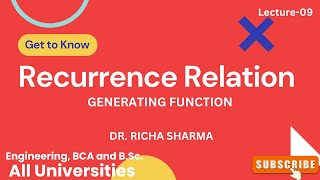 Recurrence Relation Generating Function Discrete MathematicsPart9 [upl. by Amerd413]