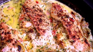 KETO Diet Creamy Lemon Seafood Stuffed Chicken Recipe [upl. by Alfy]