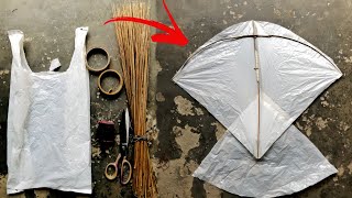 How To Make A Kite With Plastic Bag amp Broom Stick shopper ki kite kaise banane Full Detail in 2024 [upl. by Nigem737]