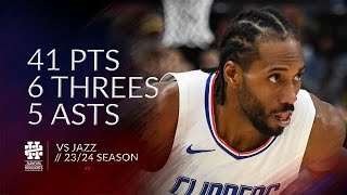 Kawhi Leonard 41 pts 6 threes 5 asts vs Jazz 2324 season [upl. by Hanikehs]