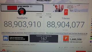 Pewdiepie vs tseries 1 sub gap [upl. by Lasley325]