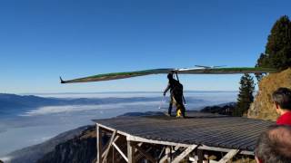 20170101 Hang glider launch from Niederhorn Switzerland [upl. by Livi]