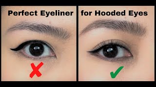 How to PERFECT WINGED EYELINER for Hooded Eyes Beginner Friendly  Soft and Thin Winged Liner [upl. by Aenal]