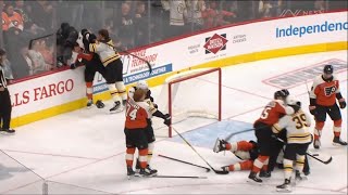 Boston Bruins Vs Philadelphia Flyers Scrums [upl. by Annonyw]