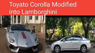 The Making of silver toyato Corolla Modified into Lamborghini  Quick working process video [upl. by Aloin]