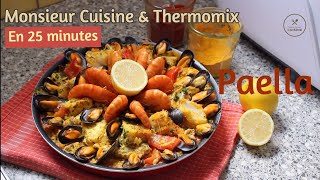 Recette Paella fruits de mer et poulet  Monsieur Cuisine  TM5  TM6  TM31 [upl. by Nahtam]