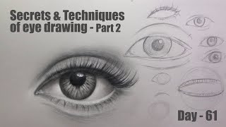 Secrets and Techniques of Eye Drawing for Beginners  Step by Step  Day  61  Part  2 [upl. by Meijer]