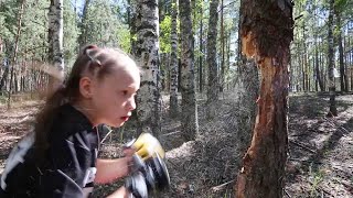 Little Girl Punches Down Tree Using Boxing Skills [upl. by Meggi]