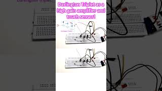 Darlington Triplet as a high gain amplifier and touch sensor [upl. by Atinyl]