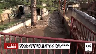 Flood warning in effect for Emigration Creek as spring runoff raises water levels [upl. by Tisbe785]