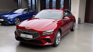 2024 GENESIS G70 25T Blazing Red  Obsidian Black Walkaround Review 4K [upl. by Nedrah]