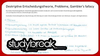 Deskriptive Entscheidungstheorie Probleme Gamblers fallacy  Betriebswirtschaftslehre [upl. by Goggin276]