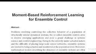 Moment Based Reinforcement Learning for Ensemble Control [upl. by Noraf]