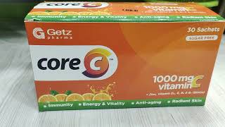 Core C sachet  Vitamins and Minerals  getz pharma  Price Rs 24 each sachet [upl. by Ibrahim]