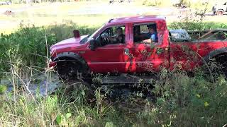 NEVER SEEN A TRUCK IN THERE BIG RED F350 GOES IN WILL HE GET BACK OUT WEST FLORIDA OFF ROAD 11224 [upl. by Eldreeda]