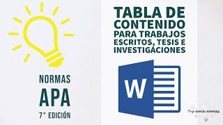 Normas APA 7° edición 📝índice o tabla de contenido para trabajos escritos tesis e investigaciones [upl. by Hueston814]