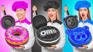 Pink VS Black VS Blue Color Cooking Challenge  Funny Moments by Multi DO Challenge [upl. by Wilhide]