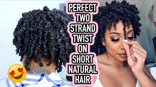 PERFECT TWO STRAND TWISTS ON SHORT NATURAL HAIR [upl. by Ybsorc]