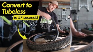 How to Convert MTB Tires to Tubeless in 57seconds [upl. by Helsie]