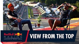 The view from the top Daniel Ricciardo and Max Verstappen at the Belgian Grand Prix [upl. by Edelson]