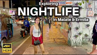 Ultimate Malate Manila Nightlife Walking Tour 4K HDR [upl. by Emmy]