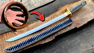 Turning A Rusty bearing into katana wakizashi Sword [upl. by Leamiba]