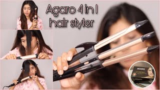 Agaro 4in1 Hair Styler straightener  crimpercurlerbrush  Review amp Demo [upl. by Xylina]