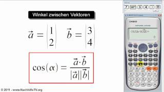 Winkel zwischen zwei Vektoren berechnen mit Taschenrechner [upl. by Isabea]