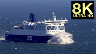 8K video CAR Ferries crossing the Stormy Sea and moor at the Port of Dover [upl. by Leis]