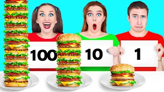 1 10 or 100 Layers of Food Challenge by Multi DO [upl. by Anerroc]