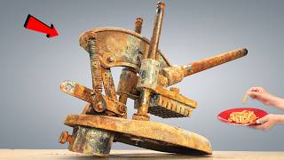 Rusty Antique Finger Fries Cutter Machine Restoration  Lots Of Amazing Restoration Techniques [upl. by Sena327]