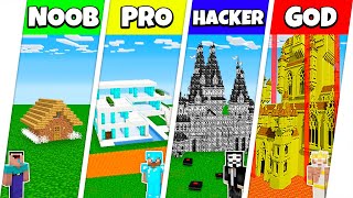 SECURE SAFEST HOUSE BASE BUILD CHALLENGE  Minecraft Battle NOOB vs PRO vs HACKER vs GOD  Animation [upl. by Werd741]