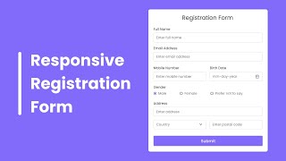 How to Create Responsive Registration Form in HTML amp CSS [upl. by Whitten]