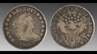 United States silver Draped Bust half dollar 1806 quotPointed 6 stem through clawquot variety [upl. by Aleydis]