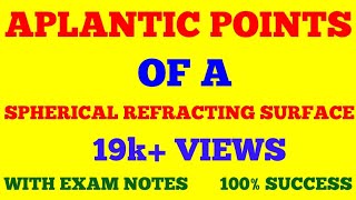 APLANTIC POINTS  APLANATIC POINTS OF SPHERICAL REFRACTING SURFACE  WITH EXAM NOTES [upl. by Tolecnal]