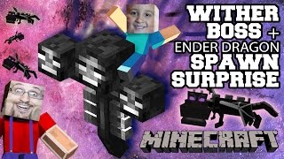 Dad surprises Son w Wither Boss Spawn  MultiEnder Dragon Battle 5 Year Old Face Cam PC [upl. by Ahsied]