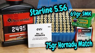 Testing Starline 556 brass with Accurate 2495 and 69gr SMK75gr Hornady Match [upl. by Rissa]