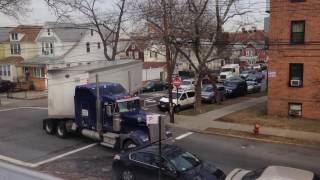 truck making tight turn on residental street [upl. by Ebenezer]