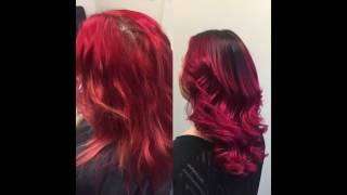 Balayage Dark roots w Vibrant Red ombre Aveda Color Brazilian B3 Bondbuilder [upl. by Soisatsana]