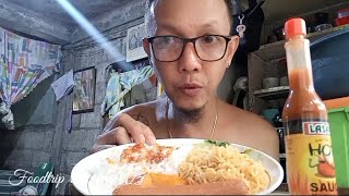 Spicy pancit canton  Chicken cheese hotdog  Mukbang  Foodtrip  Lets eat [upl. by Oakman]