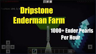 Easy Minecraft Bedrock Dripstone Enderman Farm 1000 Ender Pearls [upl. by Eimmelc378]