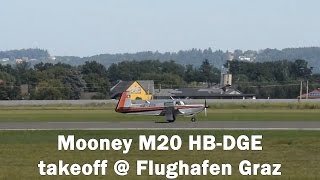 Mooney M20 takeoff  Flughafen Graz  HBDGE [upl. by Aubarta]