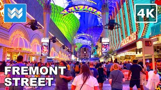 4K Fremont Street Las Vegas  Night Walking Tour amp Travel Guide 🎧 Binaural Sound [upl. by Eimot]