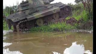 14 Scale RC King Tiger RC Tank Through the deep pond [upl. by Jarlen]