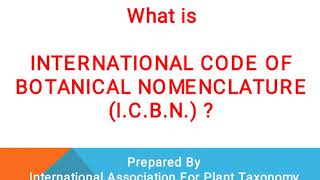 International code of botanical nomenclature [upl. by Suiramaj214]