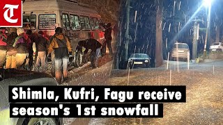 Himachal Pradeshs Shimla Kufri Fagu receive season’s first snowfall [upl. by Nodla995]